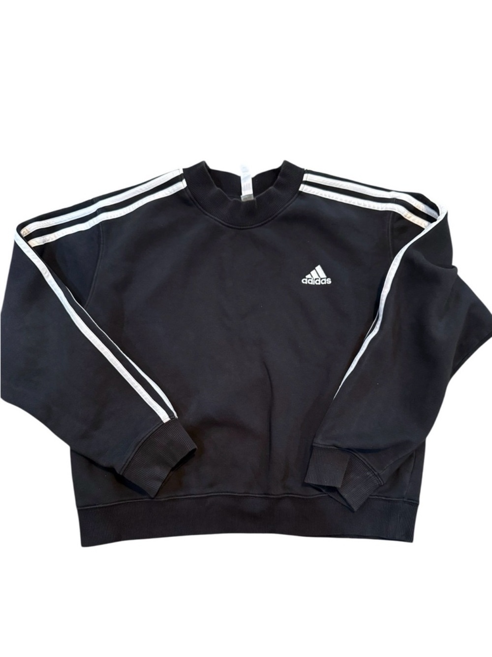 adidas Black Crewneck with White Three-Stripe Detail